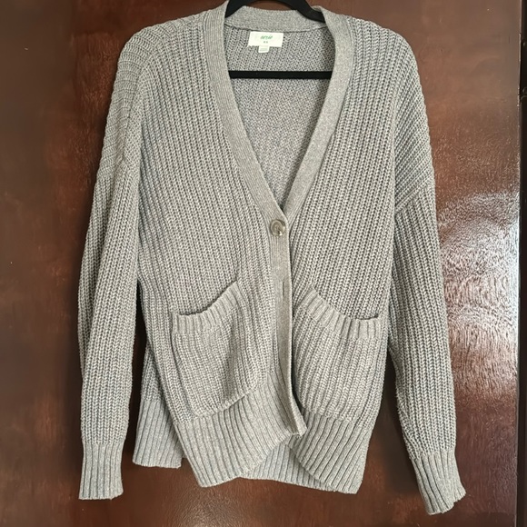 Gray Aerie Chunky Knit cardigan sweater - Picture 1 of 2